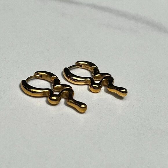 New! “Paulina” Swirl Gold Drop Earrings - Picture 2 of 6